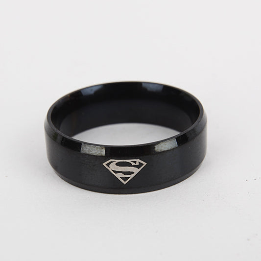 Fashion Stainless Steel Superman Classic Sand Face Rings