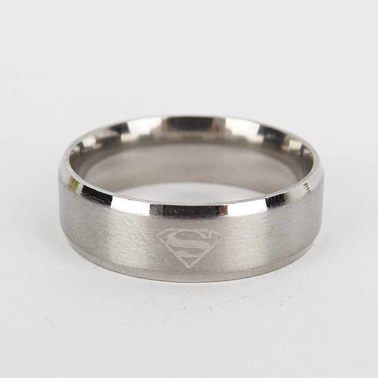 Fashion Stainless Steel Superman Classic Sand Face Rings