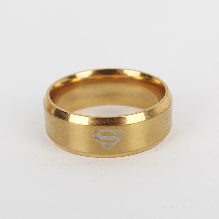 Fashion Stainless Steel Superman Classic Sand Face Rings