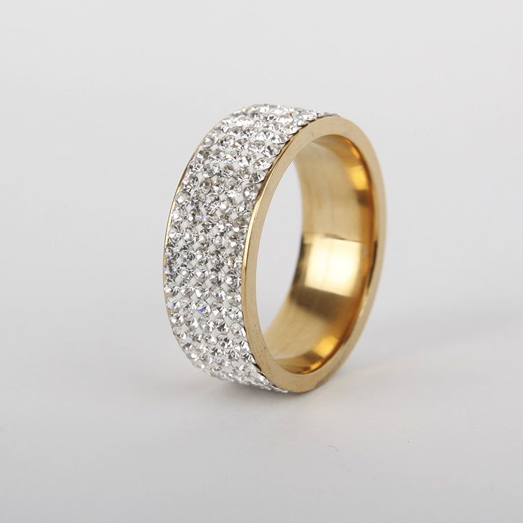 Popular Drill Gold Sier Stainless Steel Clay Full Ring