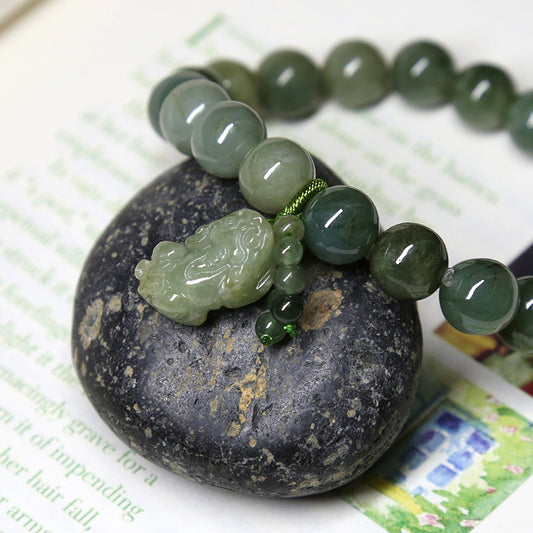 Women's & Men's Natural Emerald Oil Green Jade For Bracelets