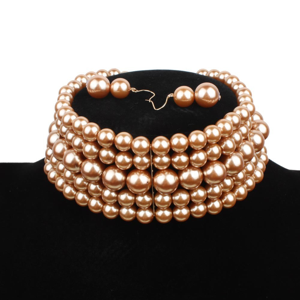 Women's Pearl Short Set Of Ornaments Necklaces