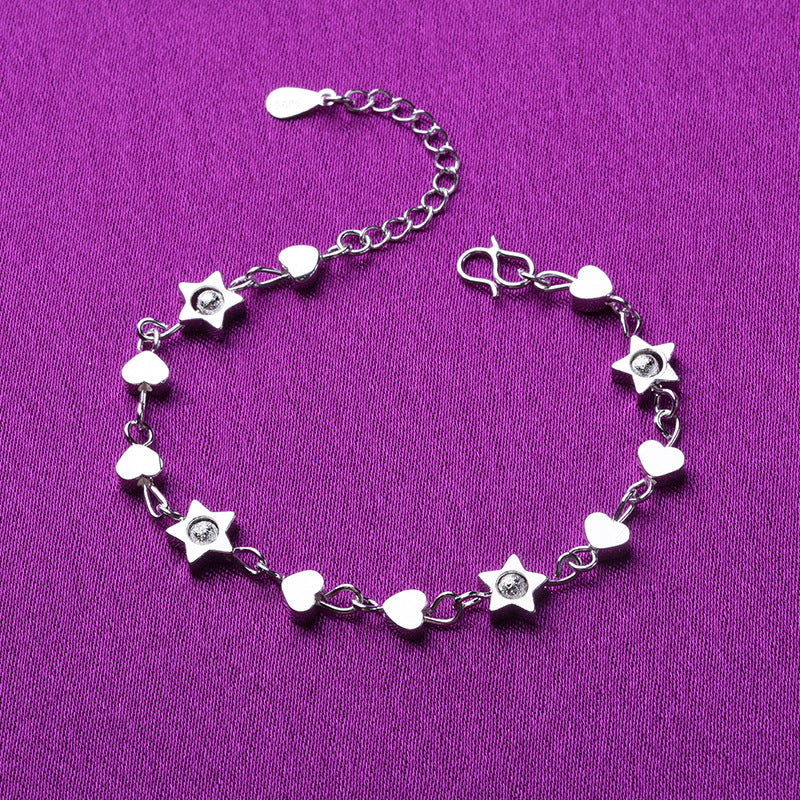 Women's Love Star Small Beads Sier Korean Fashion Five-pointed Bracelet