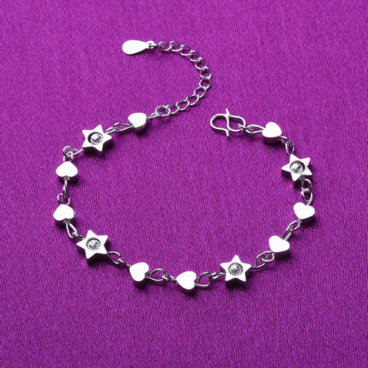 Women's Love Star Small Beads Sier Korean Fashion Five-pointed Bracelet