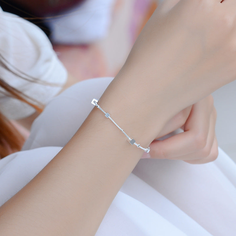 Simple Handmade Brushed Geometric Small Square Fashion Bracelet