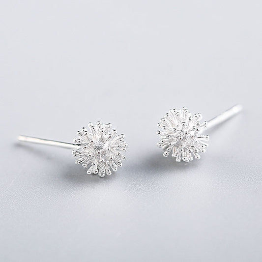 Women's Sterling Sier Sweet Dandelion For Korean Stud Earrings