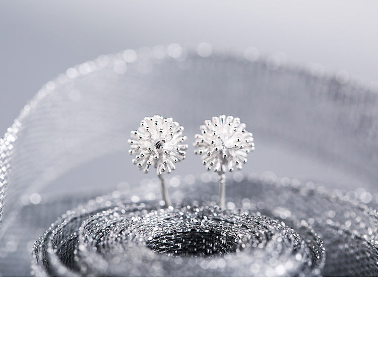 Women's Sterling Sier Sweet Dandelion For Korean Stud Earrings
