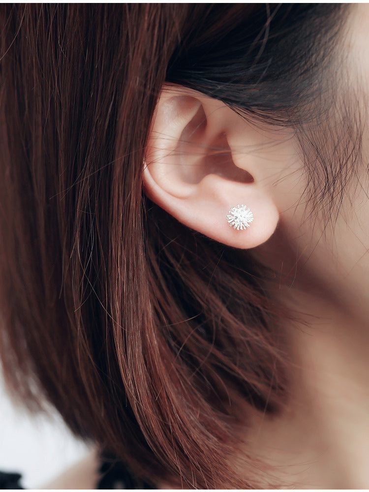 Women's Sterling Sier Sweet Dandelion For Korean Stud Earrings