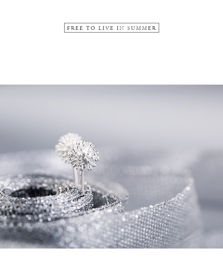 Women's Sterling Sier Sweet Dandelion For Korean Stud Earrings