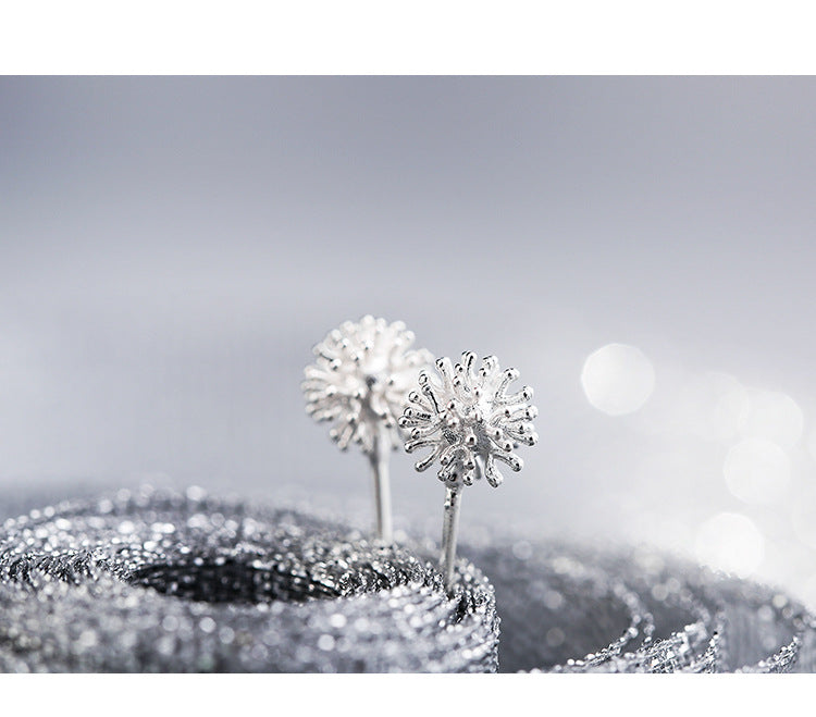 Women's Sterling Sier Sweet Dandelion For Korean Stud Earrings