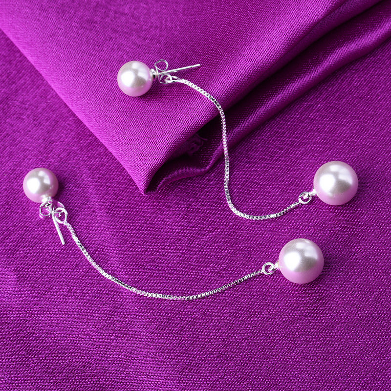 Pearl Tassel Sier Long For Ladies Pendants