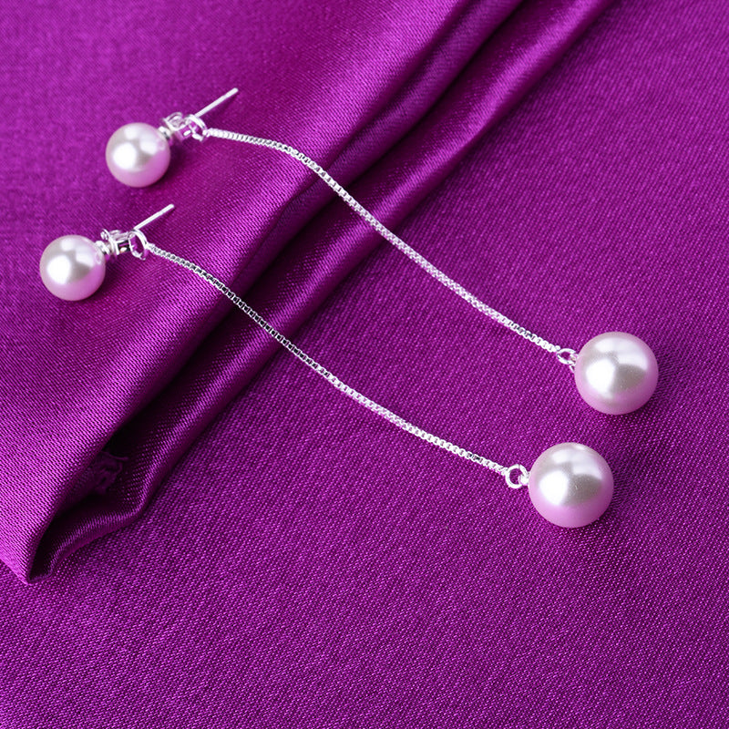 Pearl Tassel Sier Long For Ladies Pendants