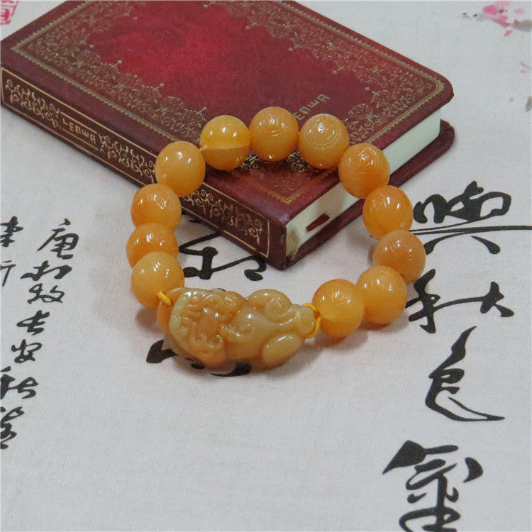Resin Imitation Flower Topaz Beads Jade Bracelet