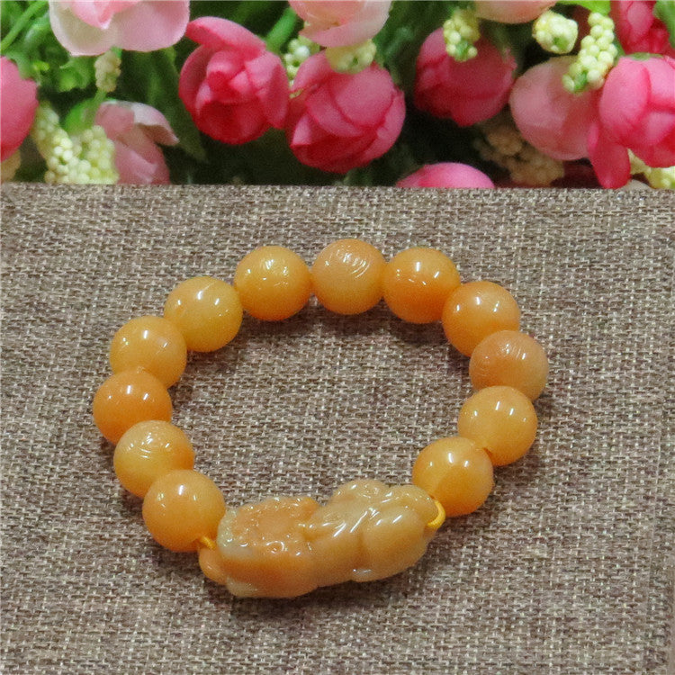 Resin Imitation Flower Topaz Beads Jade Bracelet