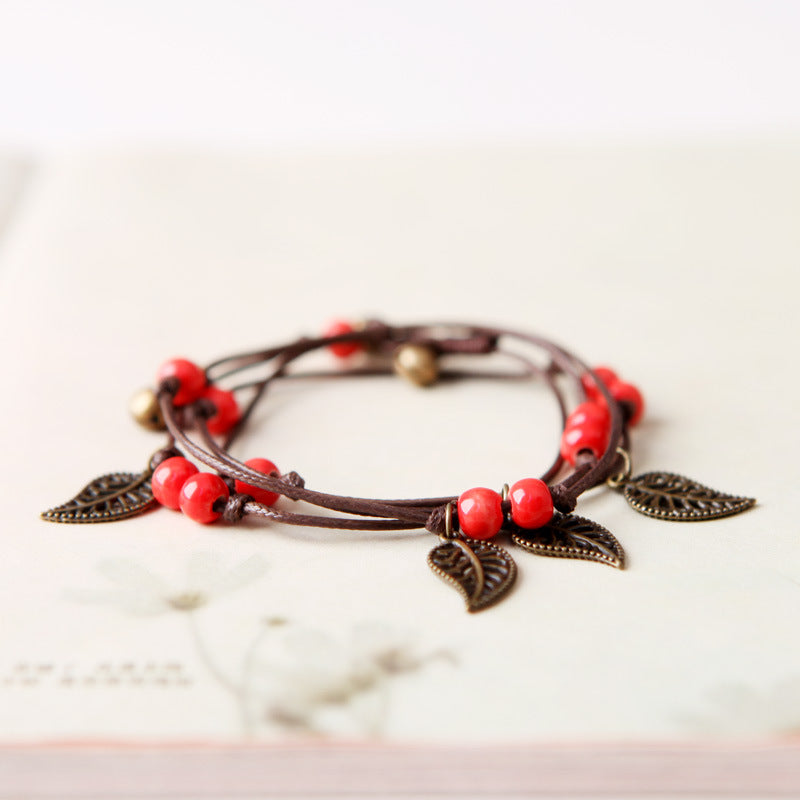 Women's Artistic Ethnic Bell Leaf Vintage Weave Bracelets