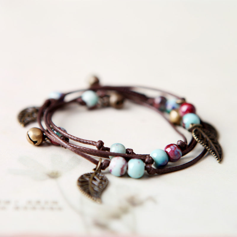 Women's Artistic Ethnic Bell Leaf Vintage Weave Bracelets