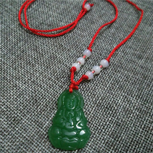 Green Jade Buddha Colored Glaze Ornament Pendants