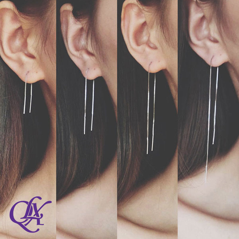 Long Double Needle Female Simple Tassel Version Rings
