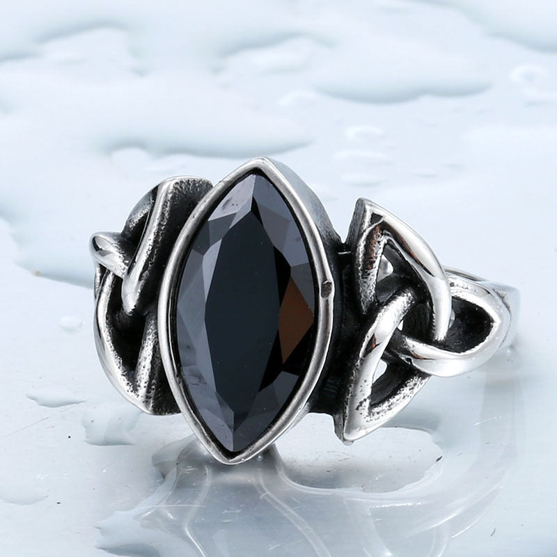Men's Steel Celtic Knot Retro Titanium Inlaid Rings