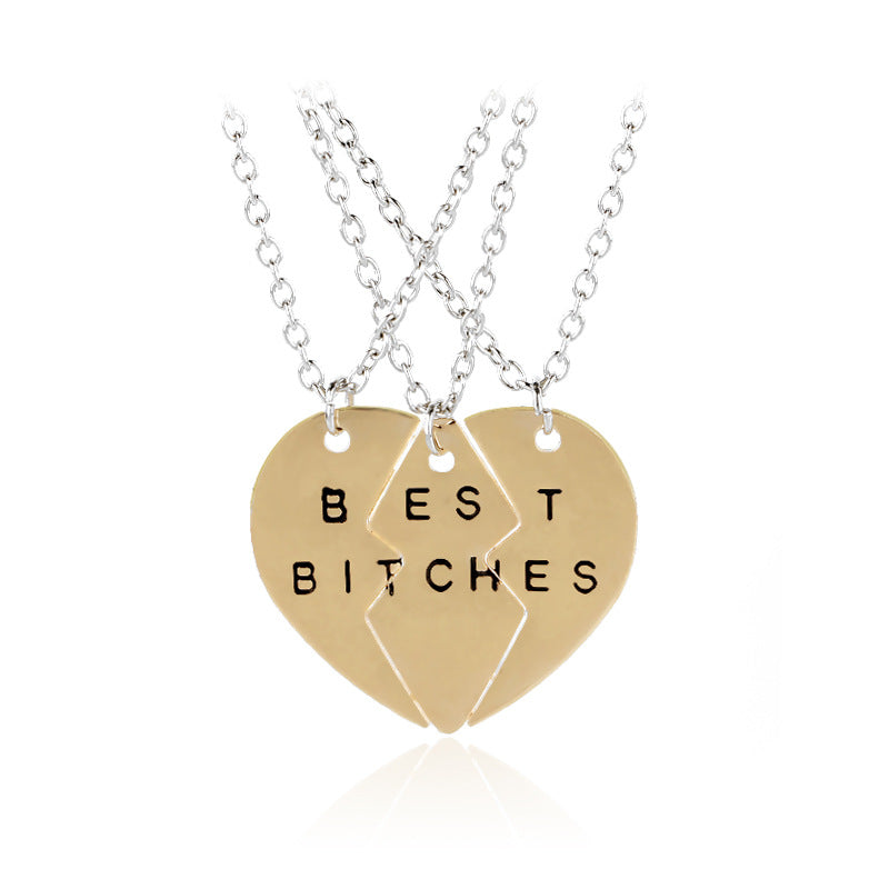 Friend Metal Stitching Love Peach Heart Necklace
