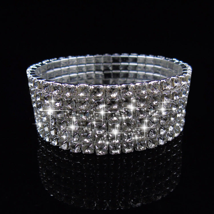 Women's Full Diamond Single Row Rhinestone Elastic Bracelets