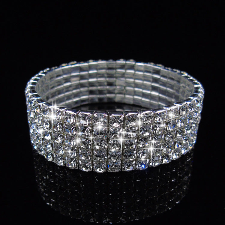 Women's Full Diamond Single Row Rhinestone Elastic Bracelets