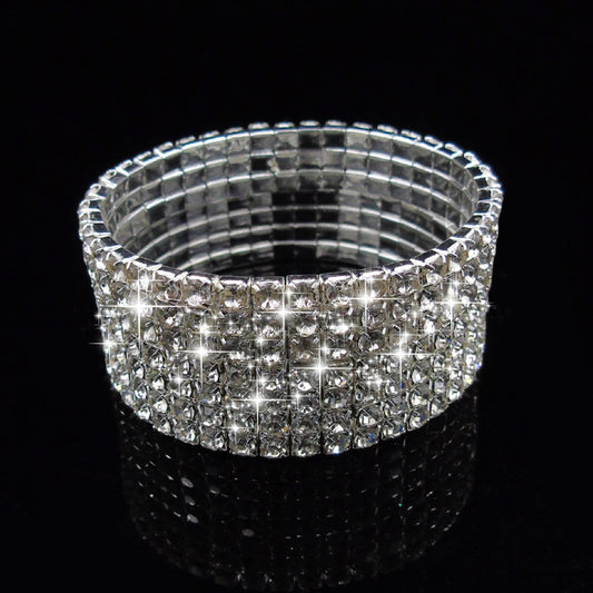 Women's Full Diamond Single Row Rhinestone Elastic Bracelets