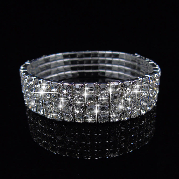 Women's Full Diamond Single Row Rhinestone Elastic Bracelets