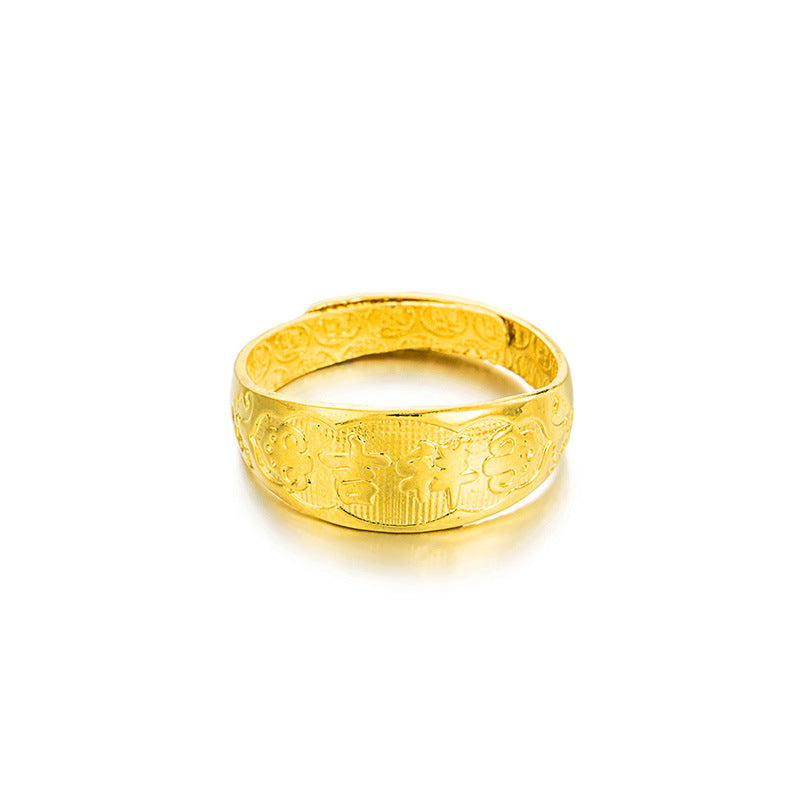 Women's & Men's Vietnam Placer Gold Couple Plated Imitation Ring