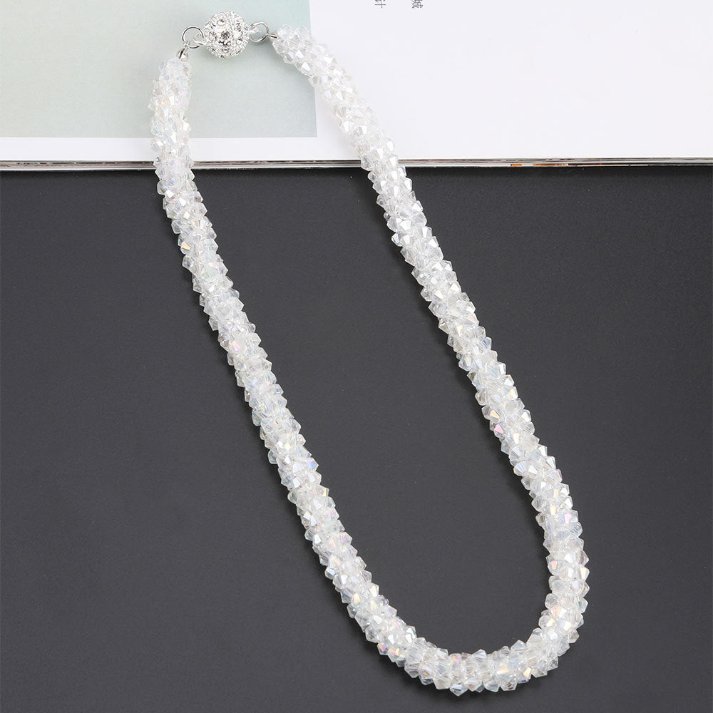 Women's Crystal String Beads Korean Fashion Simple Short Necklaces