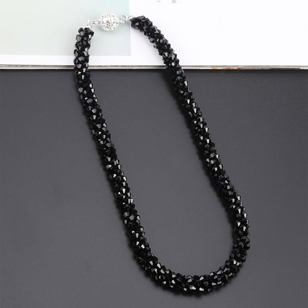 Women's Crystal String Beads Korean Fashion Simple Short Necklaces