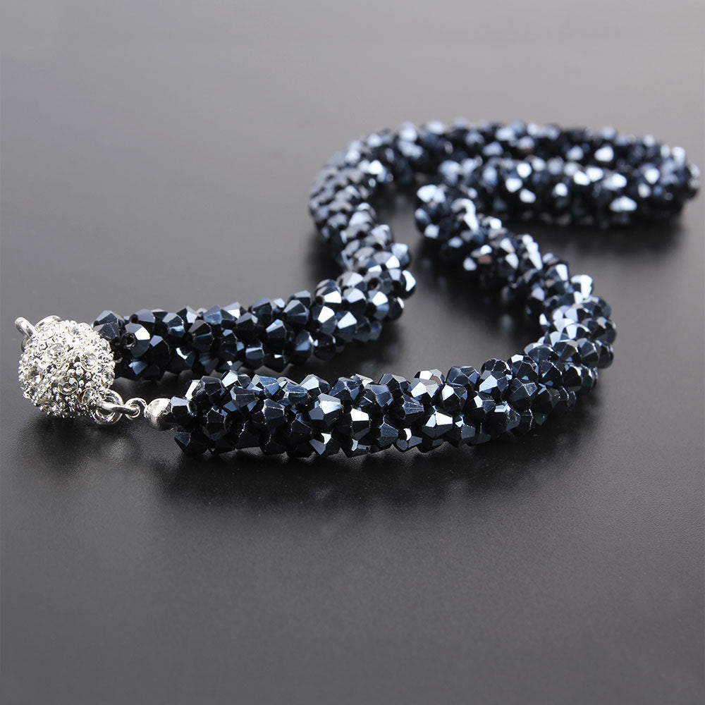 Women's Crystal String Beads Korean Fashion Simple Short Necklaces