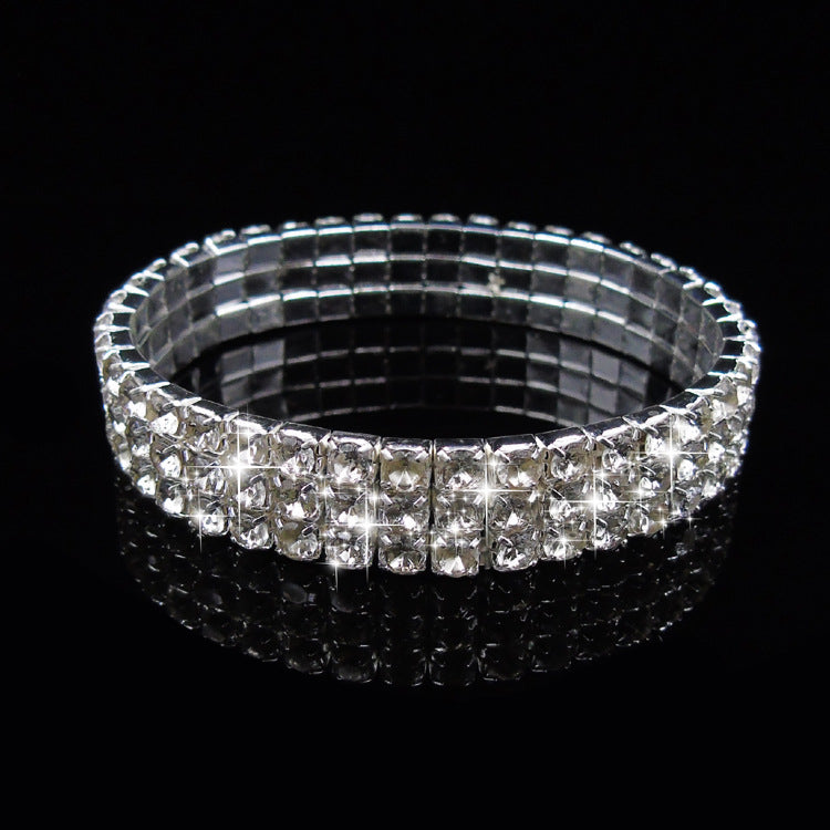 Women's Full Diamond Single Row Rhinestone Elastic Bracelets