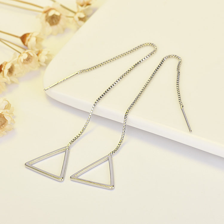 Stars Triangle Round Long Pearl Geometric String Earrings