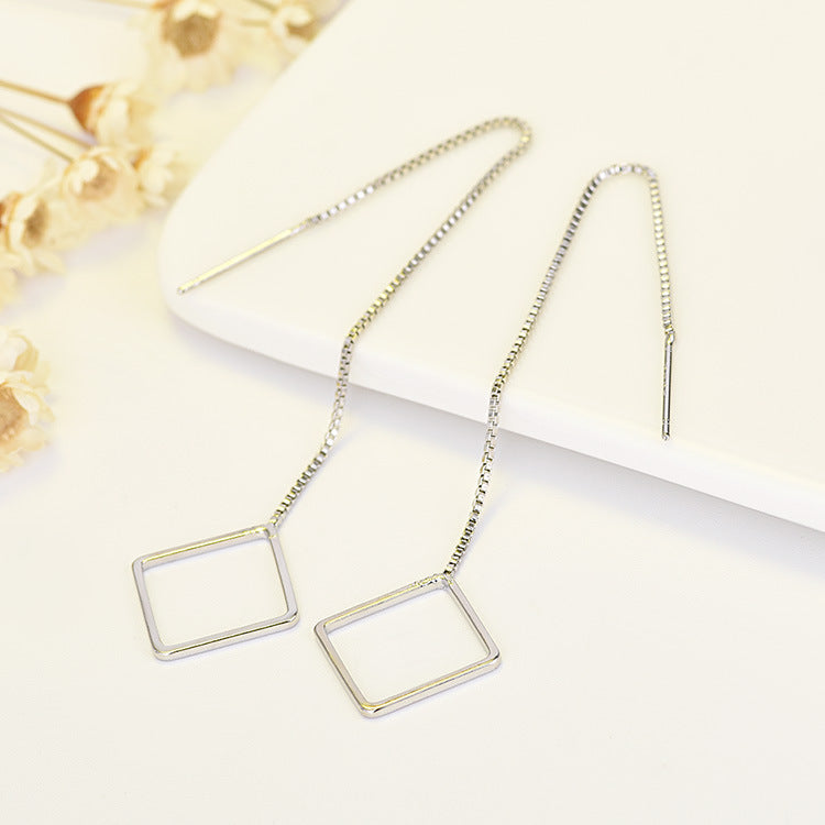 Stars Triangle Round Long Pearl Geometric String Earrings