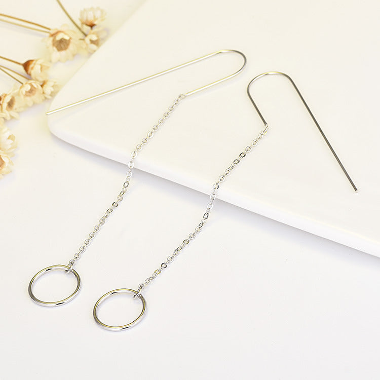 Stars Triangle Round Long Pearl Geometric String Earrings