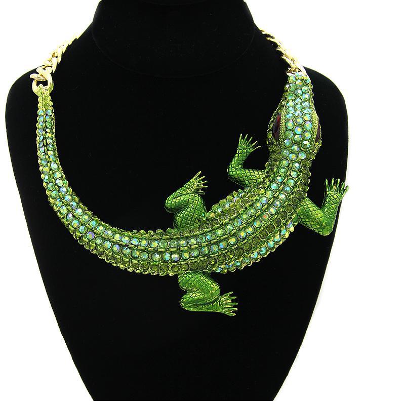 Women's Halloween Vintage Big Crocodile Shape Diamond Clavicle Chain Detachable Necklace