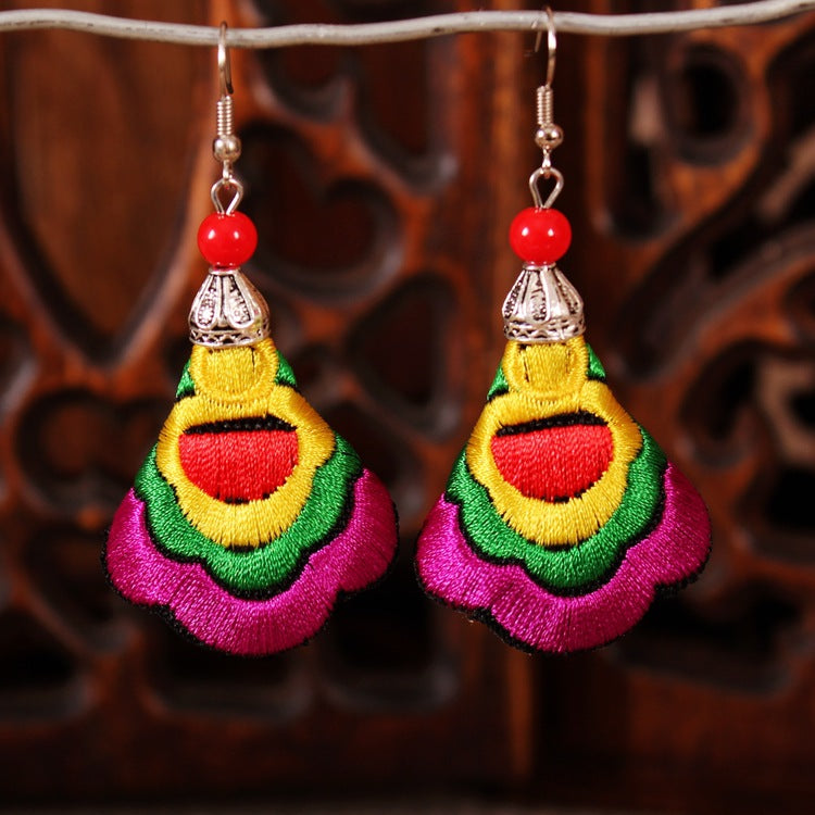 Yunnan National Style Fabric Embroidered Embroidery Earrings