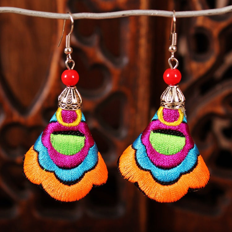 Yunnan National Style Fabric Embroidered Embroidery Earrings