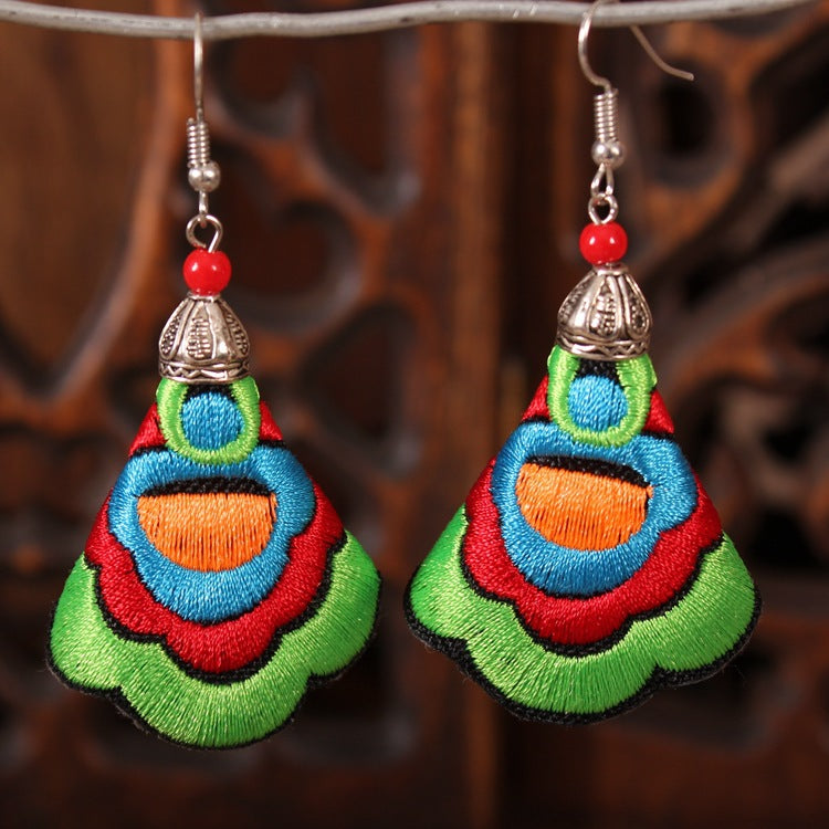 Yunnan National Style Fabric Embroidered Embroidery Earrings