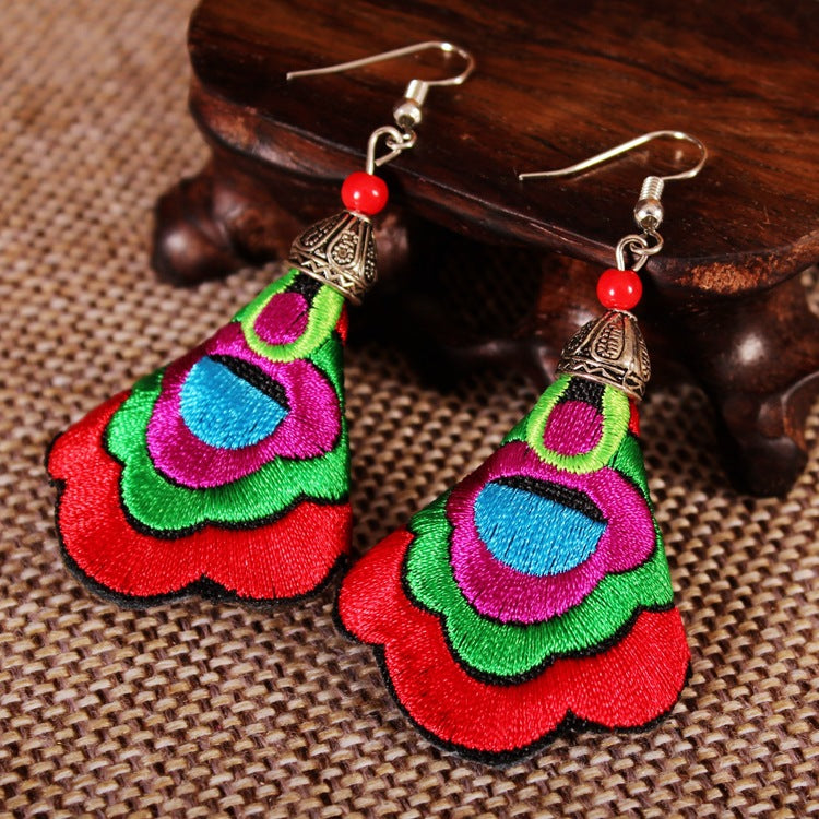 Yunnan National Style Fabric Embroidered Embroidery Earrings