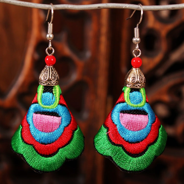 Yunnan National Style Fabric Embroidered Embroidery Earrings