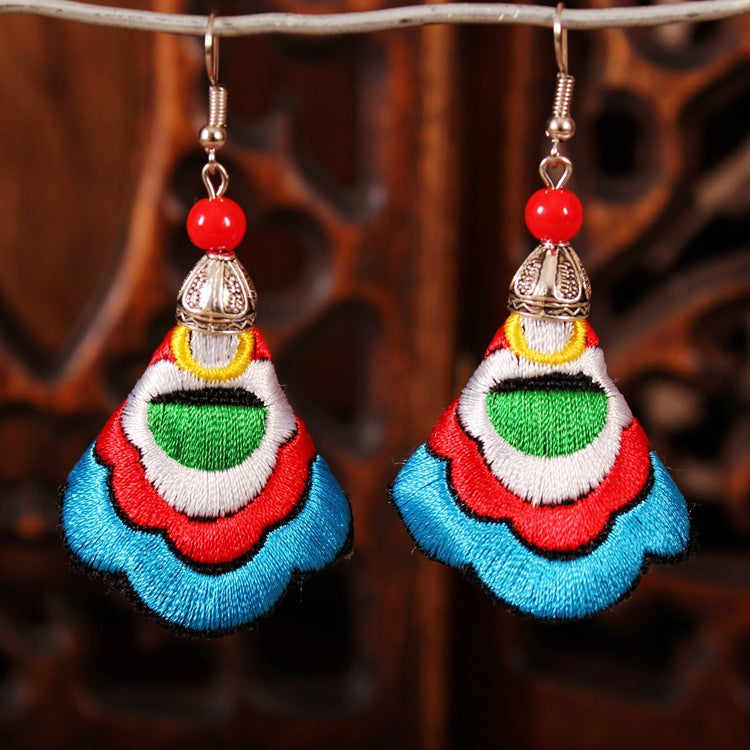 Yunnan National Style Fabric Embroidered Embroidery Earrings