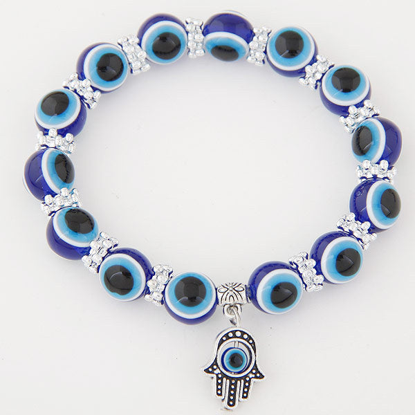 Blue Eyes Bead Fatima Hand Evil Bracelets