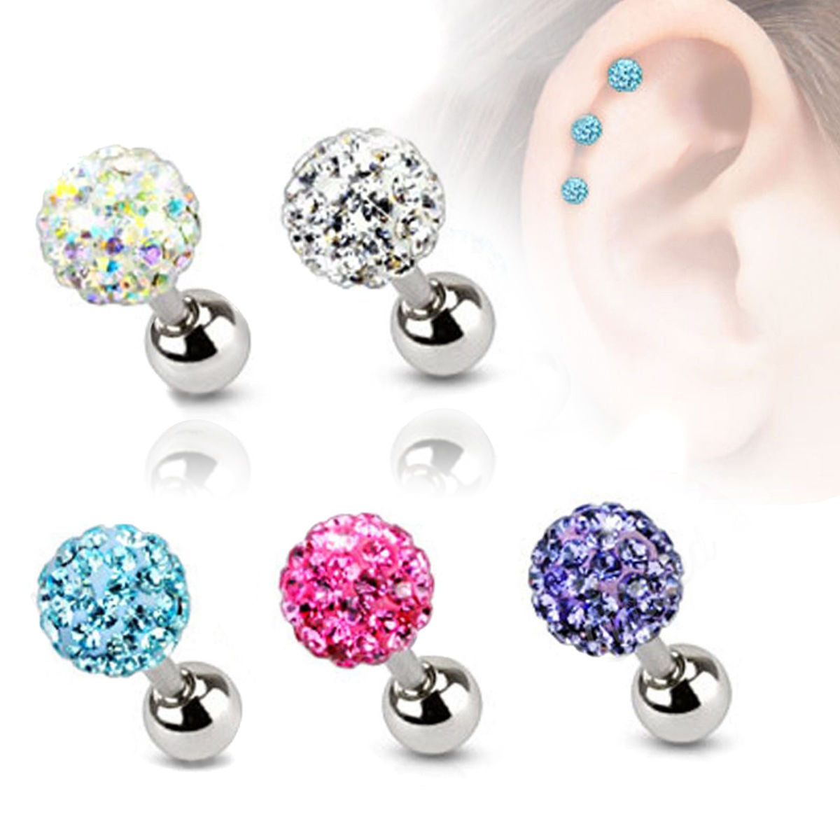 Women's Steel Austria Ear Bone Tongue Pin Rings