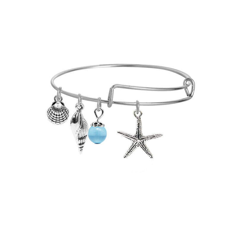Tree Palm Starfish Shell Alloy Female Personality Iron Bracelet