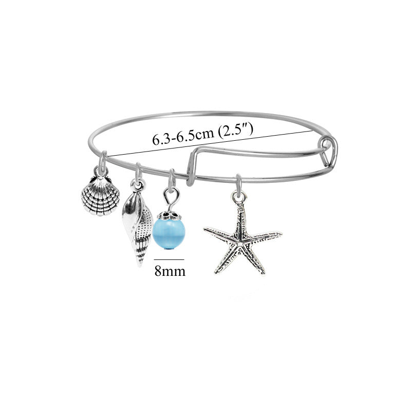 Tree Palm Starfish Shell Alloy Female Personality Iron Bracelet