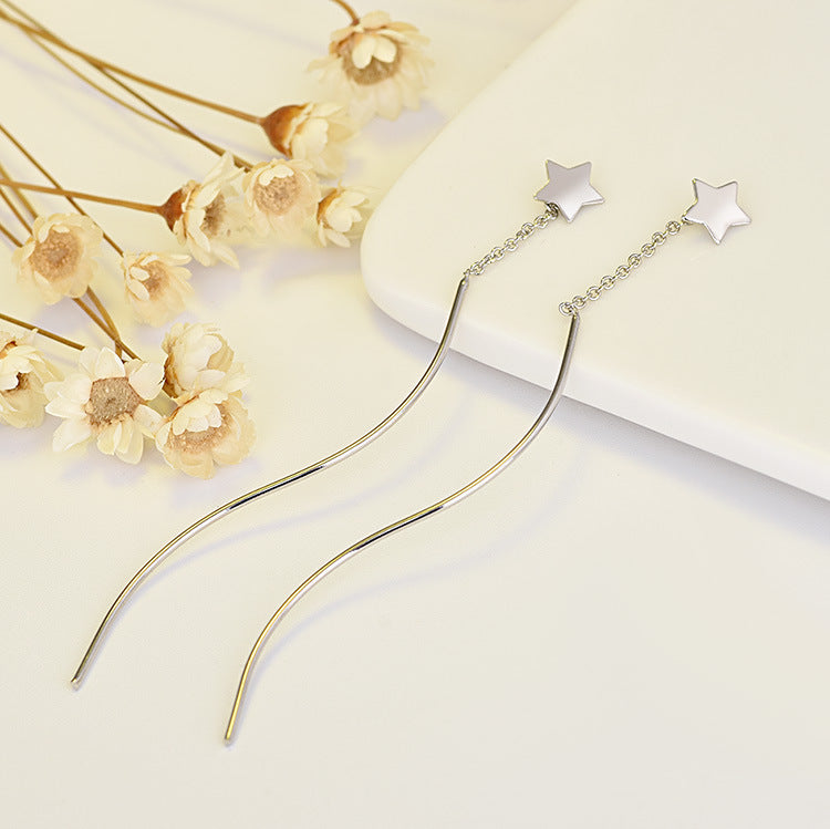 Stars Triangle Round Long Pearl Geometric String Earrings