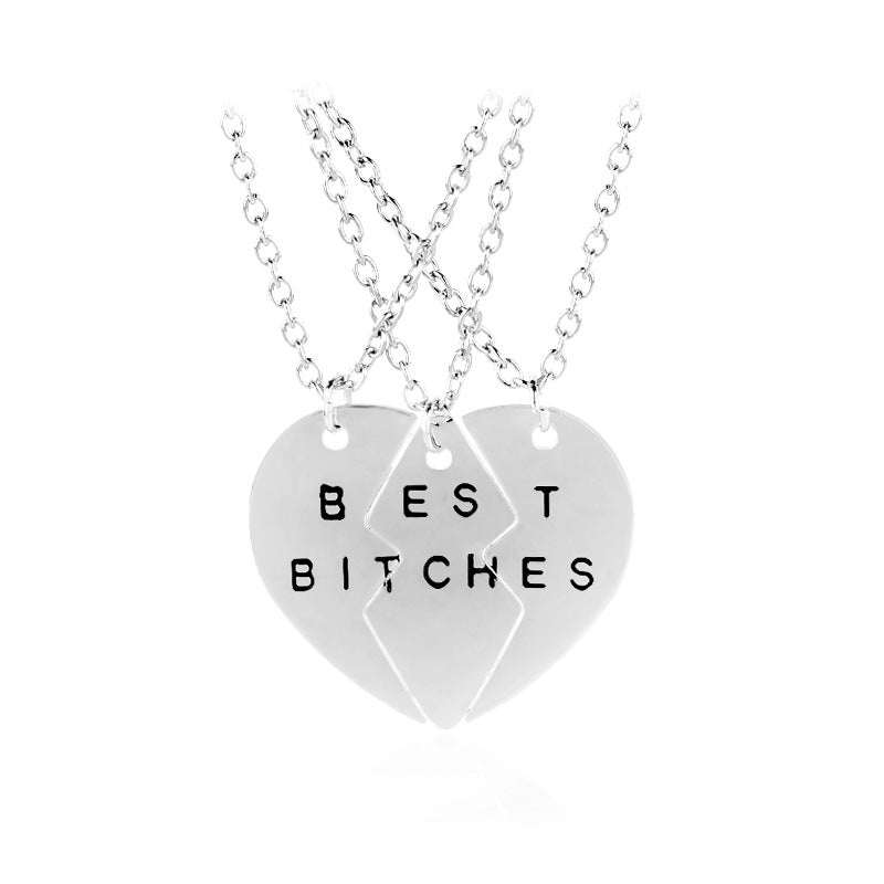 Friend Metal Stitching Love Peach Heart Necklace