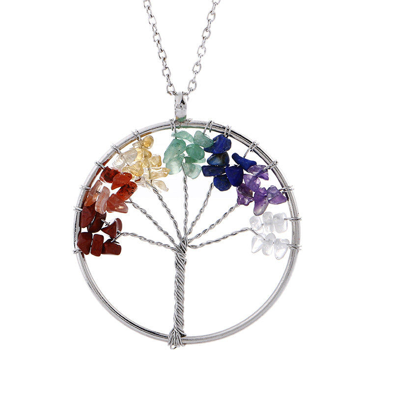 Natural Gravel Lucky Tree Crystal Rich Necklaces